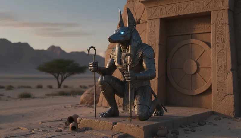Illustration of anubis: The ancient Egyptian god of the dead.