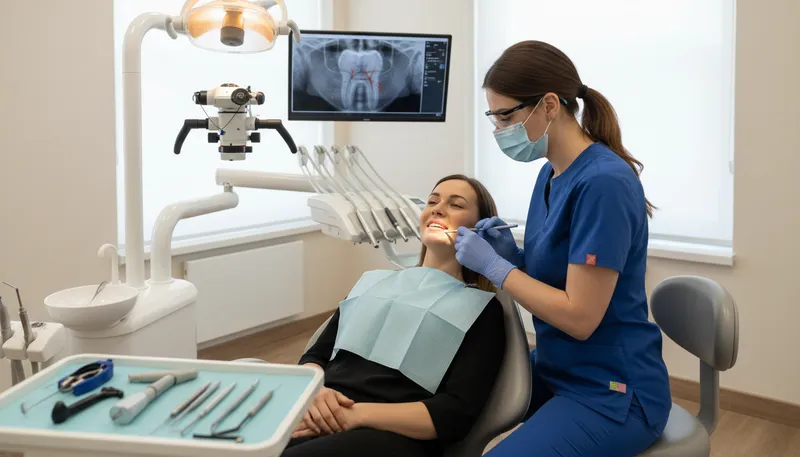 Illustration of endo: short for 'endodontics', dental specialty