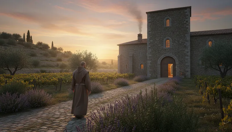 Illustration of abbot's priory: A residence for an abbot and monks.