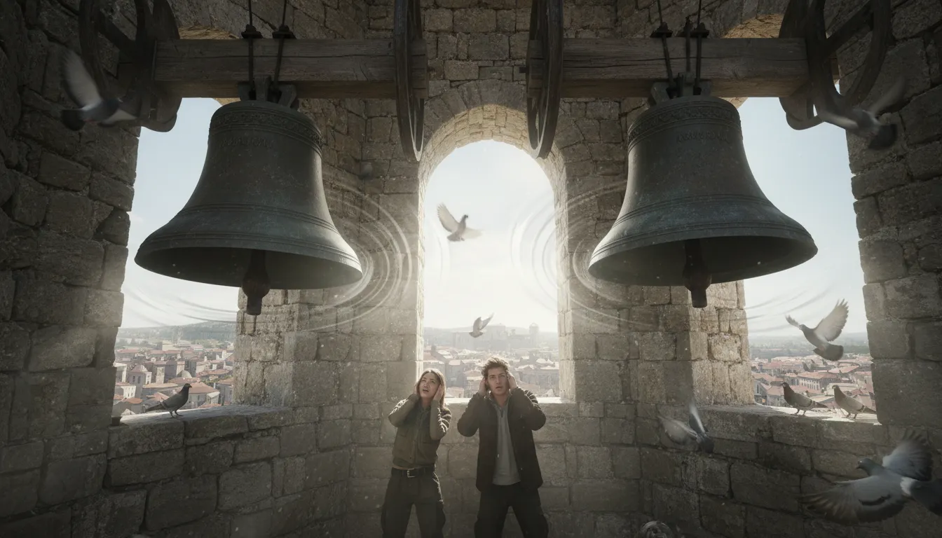 Illustrazione di belfry: A tower where bells are housed.