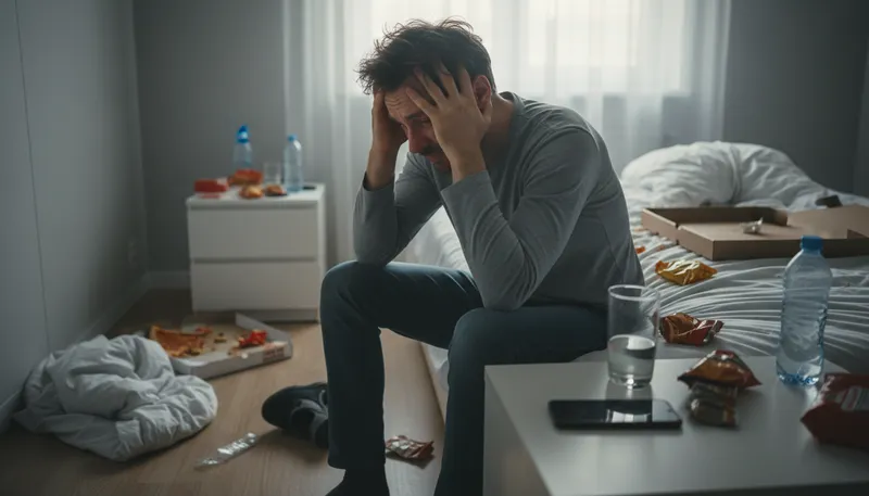 Illustration of hangover: Ill feeling after consuming alcohol.