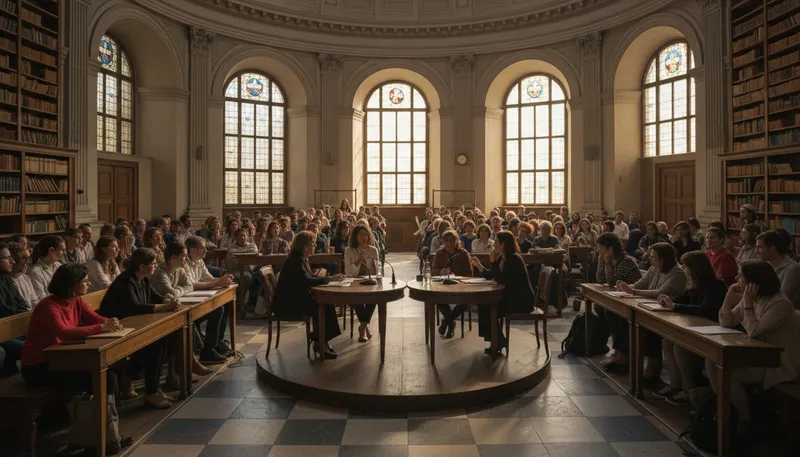 Illustration of lyceum: An institution for educational lectures and discussions.