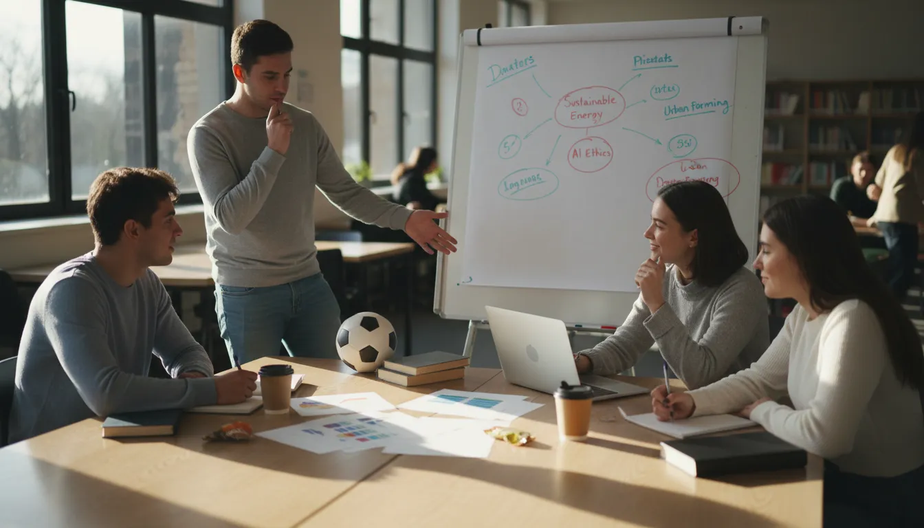 Illustration of kick around: To discuss an idea casually to see whether it could work.
