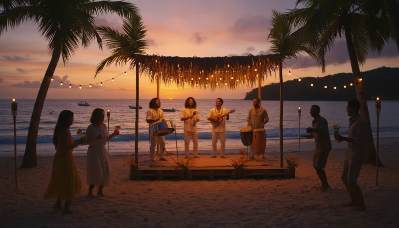 Illustration of calypso: A lively style of Caribbean music.