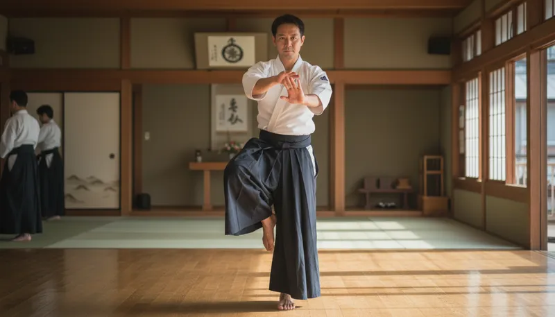 Illustration of aikido: A Japanese martial art emphasizing self-defense.
