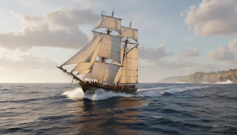 Illustration of brig: a two-masted sailing ship