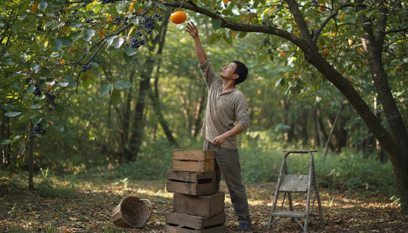 huckleberry above one's persimmon 일러스트: something beyond one's reach or capability