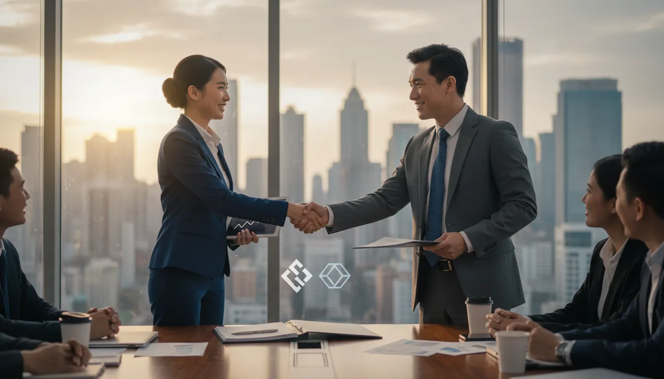 mergerのイラスト：The combination of two companies.