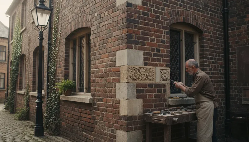 Illustration of brickwork: Construction using bricks.