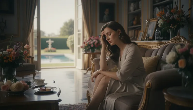 Illustration of poor little rich girl: A wealthy girl who feels unhappy or unfulfilled.