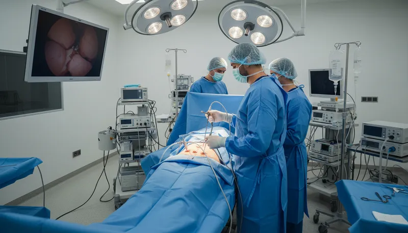 Illustration of laparoscopic: A minimally invasive surgical technique using small incisions.