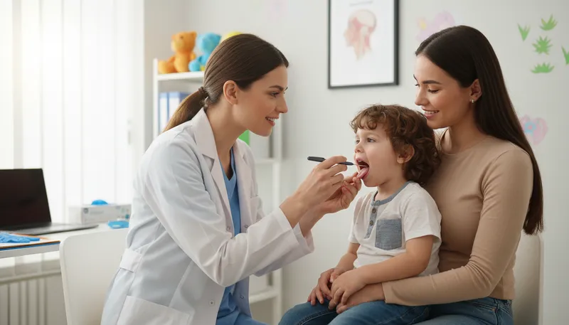 Illustration of pediatrician: a doctor for children.