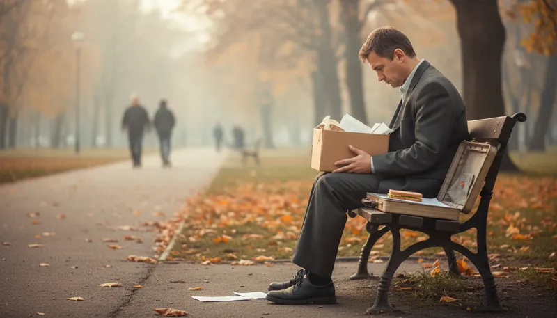 Illustration of down and out: in difficult circumstances; struggling.