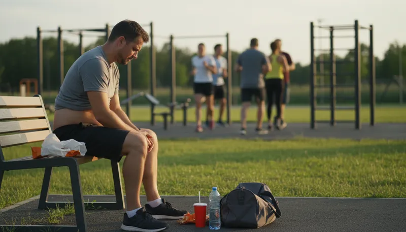 Illustration of out of shape: not physically fit or healthy.