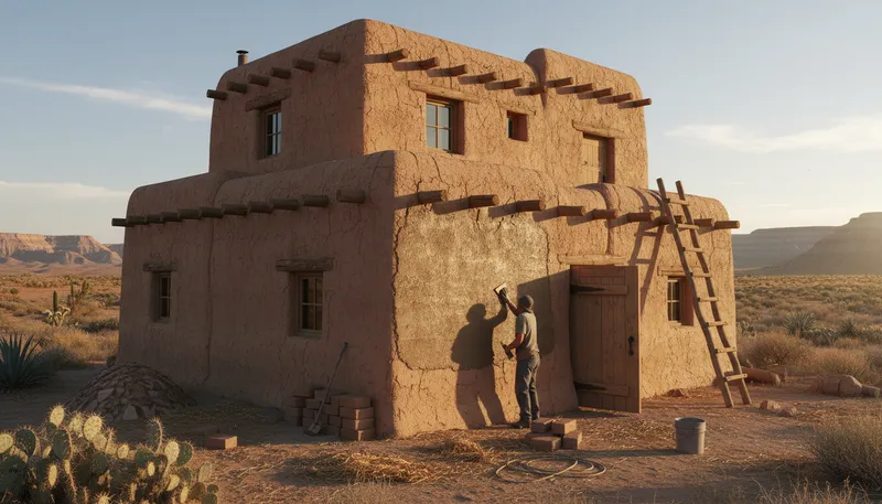 Illustration of pueblo: a term for a specific architectural style