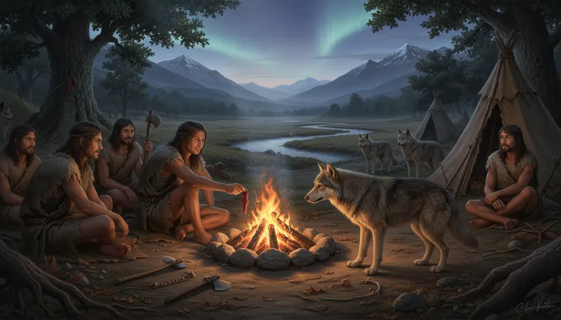 Illustration of domestication: The process of taming wild animals.