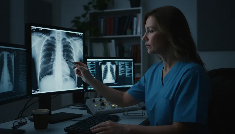 Illustration of radiologist: A doctor specializing in medical imaging.