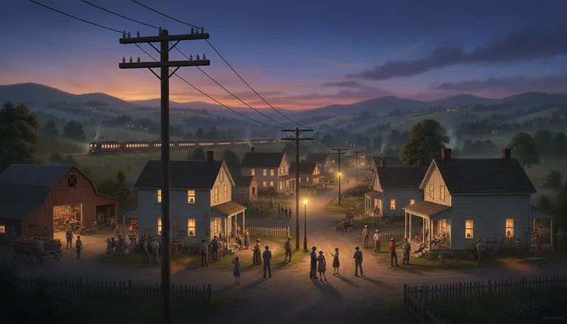 Illustration of electrification: The process of bringing electric power.