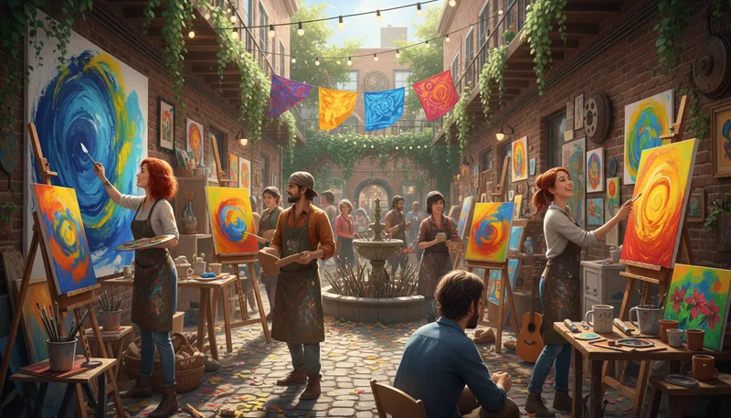 Illustration of enclave: a distinct area or group within a larger region.