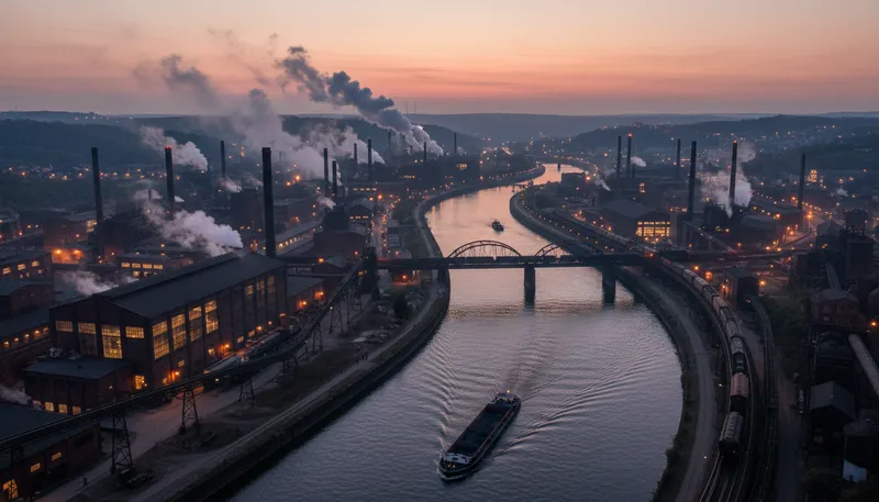Illustration of ruhr: A river in Germany known for industry.