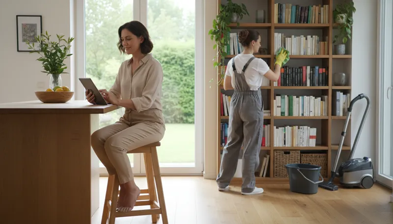 Illustration of char: domestic work or cleaning tasks