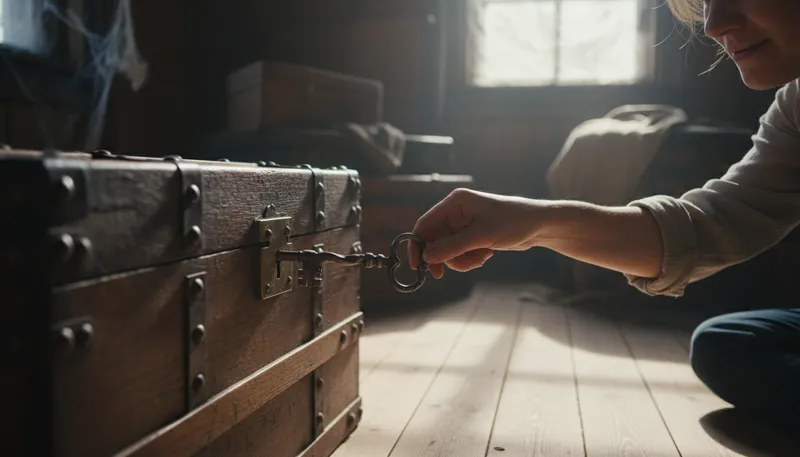 Illustration of unlock: To open something secured with a lock.