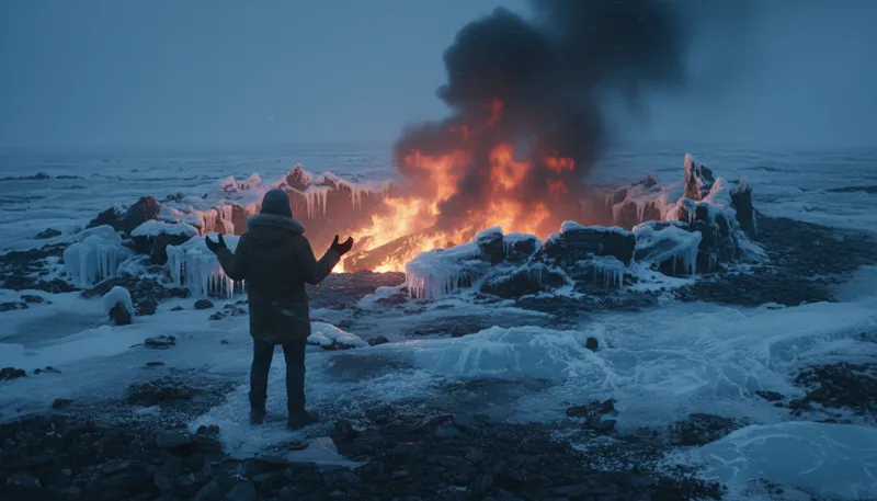 Illustration of until hell freezes over: Never; an impossible condition.