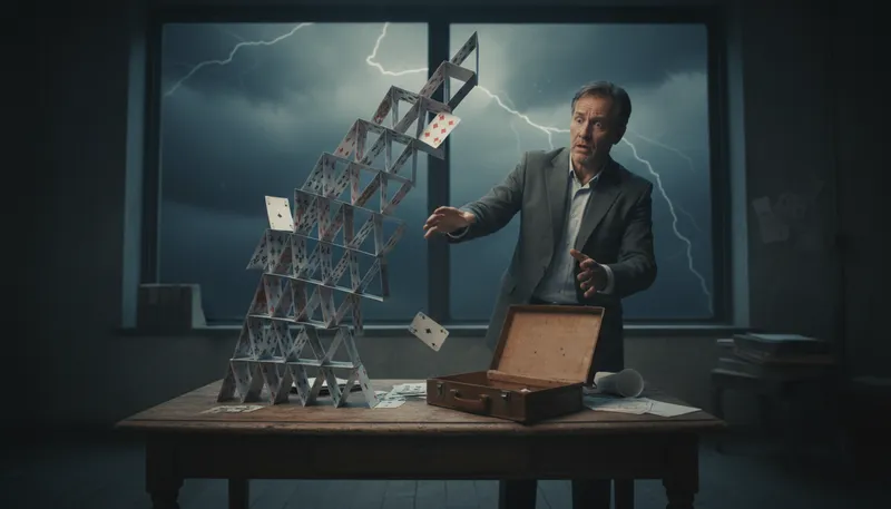Illustration of house of cards: a fragile structure or plan.