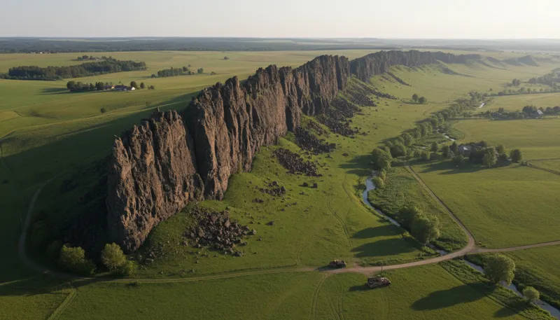 Illustration of dike: geological intrusion of rock or sediment