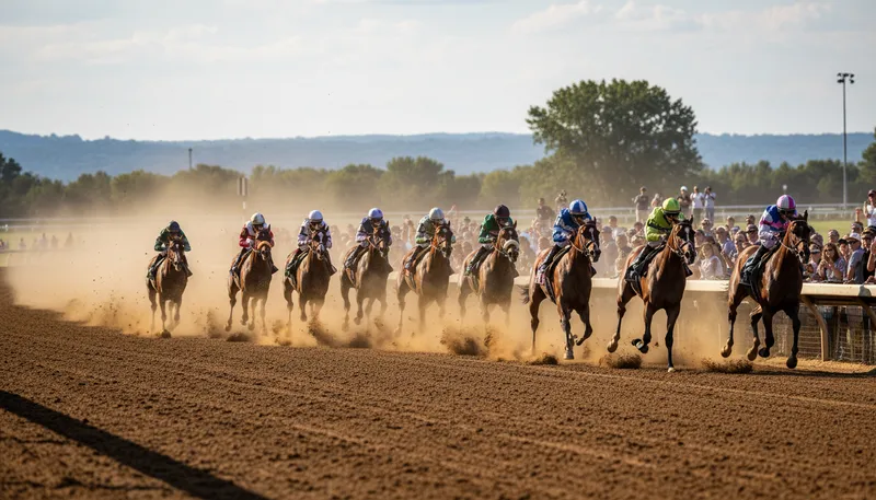 Illustration of racetrack: A track for racing cars or horses.