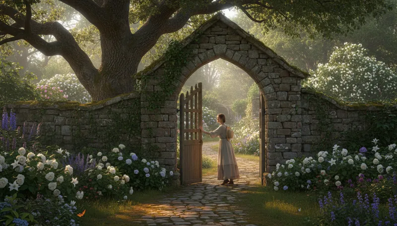 Illustration of gateway: An opening that allows passage to another area.