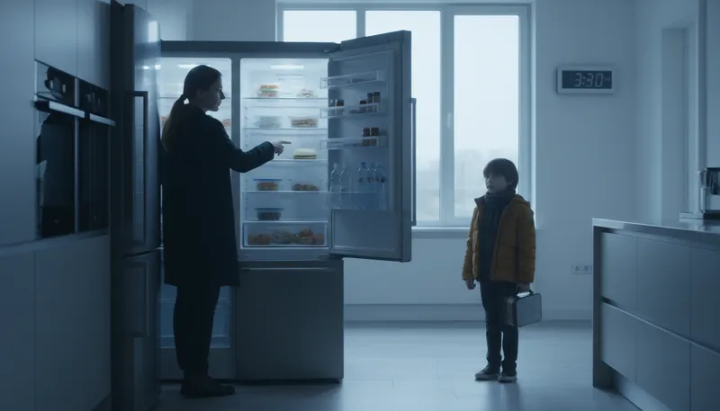 Illustration of refrigerator mom: a mother emotionally distant from her child
