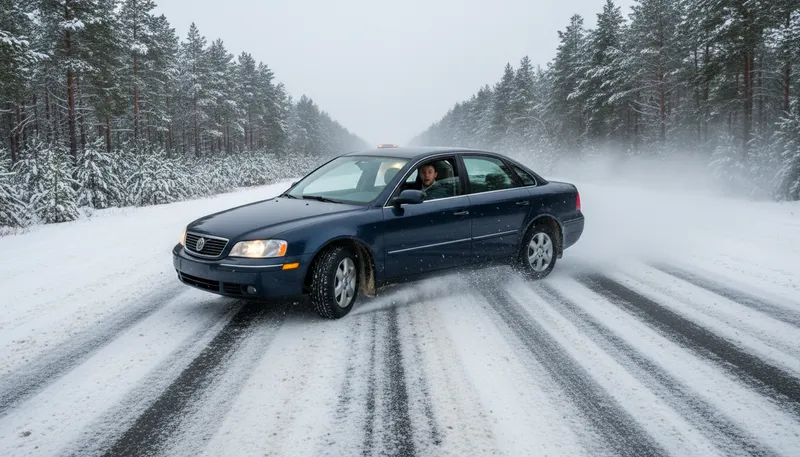 Illustration of spin out: To lose control and rotate wildly, especially a vehicle.