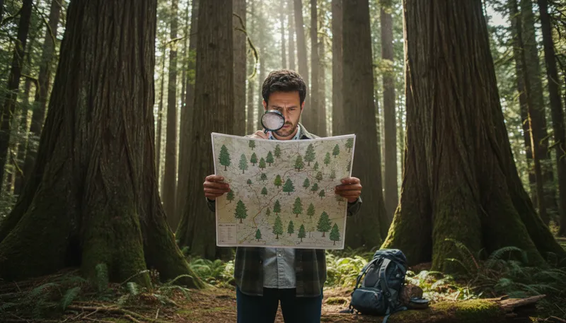 Illustration of see the forest for the trees: To understand the big picture.