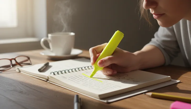 Illustration of highlighter: a bright marker for emphasizing text.
