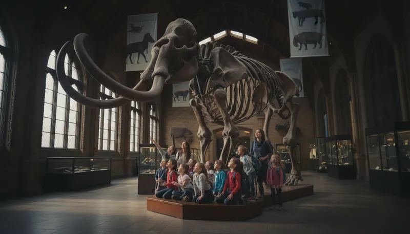 Illustration of mammoth: A large, extinct elephant-like animal.