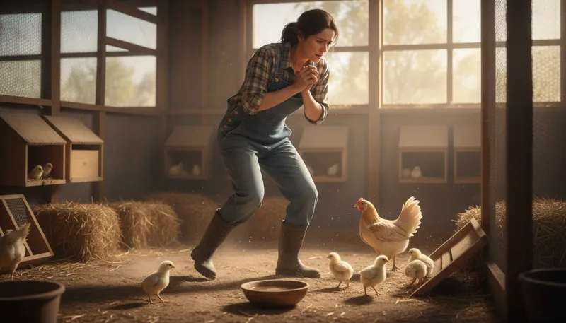 Illustration of like a chicken with the pip: Acting nervous or agitated.