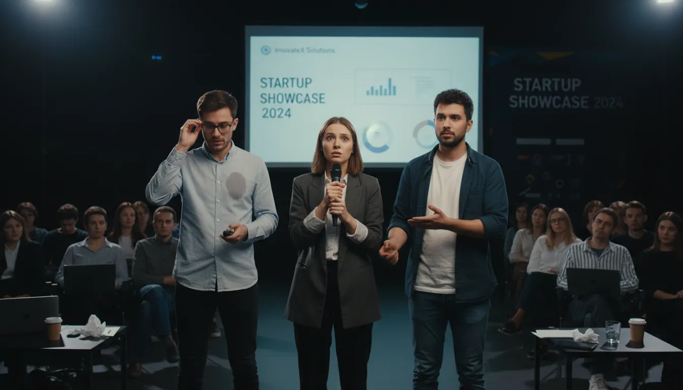 Illustration of demo day: event where startups pitch to investors