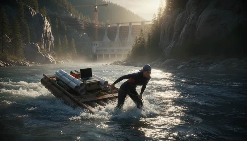 Illustration of swim upstream: to struggle against difficult circumstances