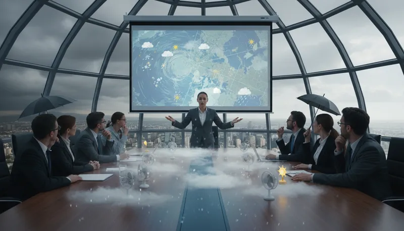 Illustration of make the weather: Create a situation or influence events.