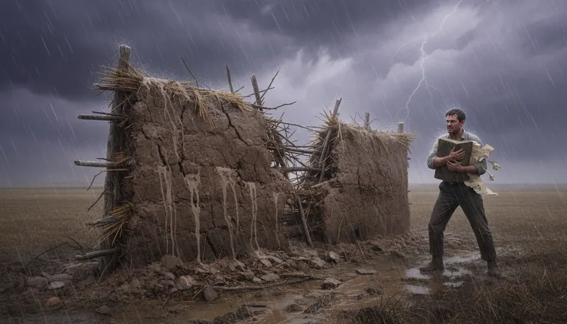Illustration of mud fence: something weak or easily broken.