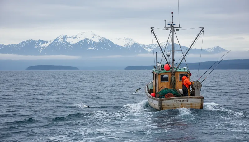 Illustration of valdez: a city in Alaska known for fishing