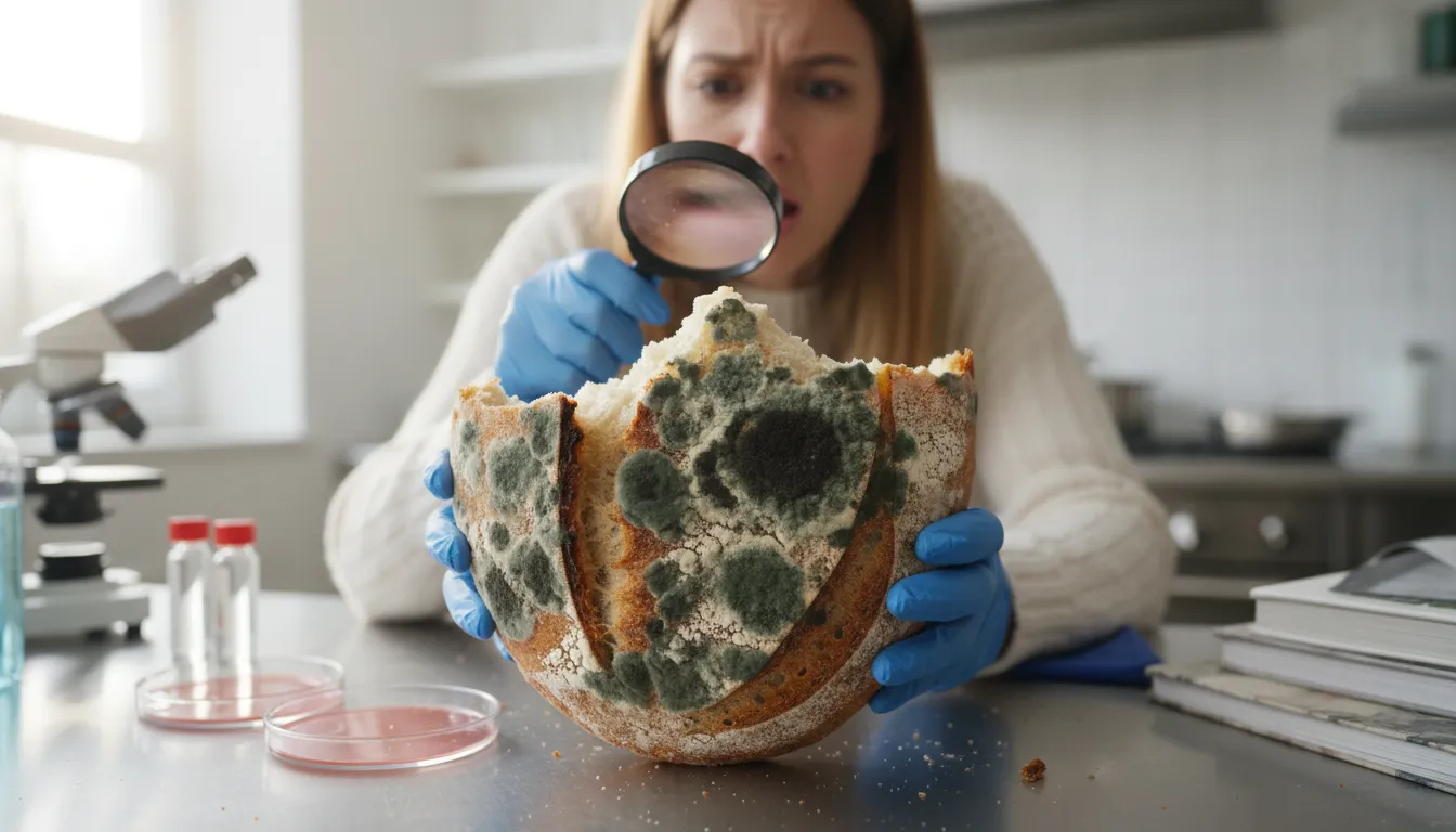 Illustration of mycotoxin: toxic substance made by certain fungi