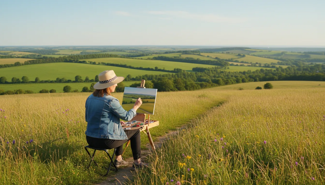 Illustration of landscape: a wide view that is longer than tall