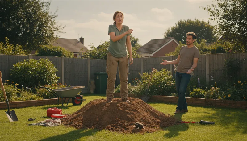 Illustration of make a mountain out of a molehill: Exaggerate a small problem into a big issue.