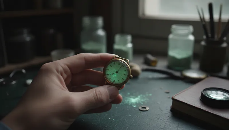 Illustration of radium: A radioactive element once used in glow-in-the-dark paint.