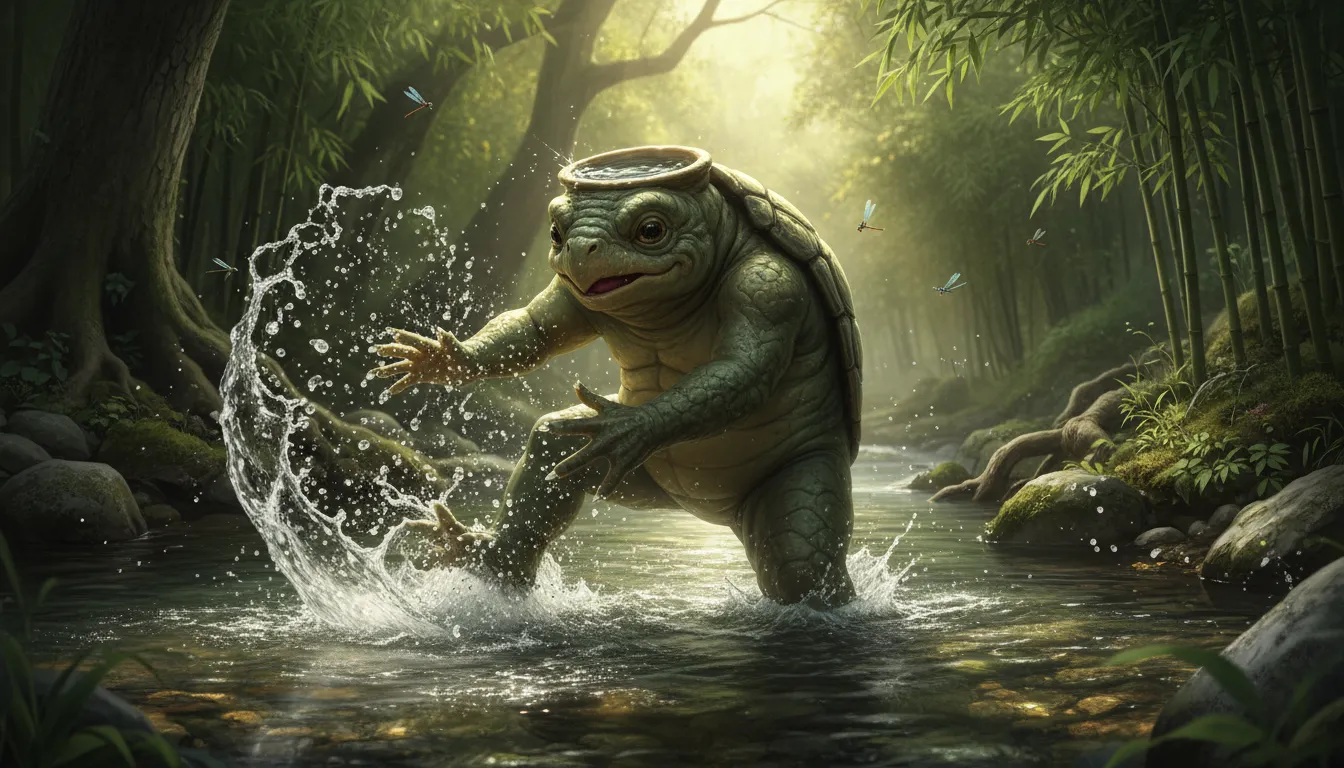 kappa 일러스트: a water spirit from Japanese folklore