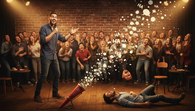 Illustration of laugh one's head off: To laugh very hard.