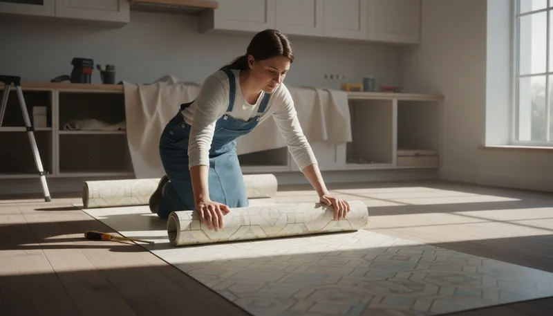 Illustration of linoleum: A durable flooring material made from natural products.