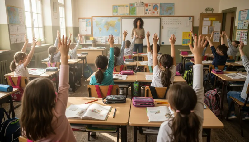 Illustration of schoolchild: a child attending school for education